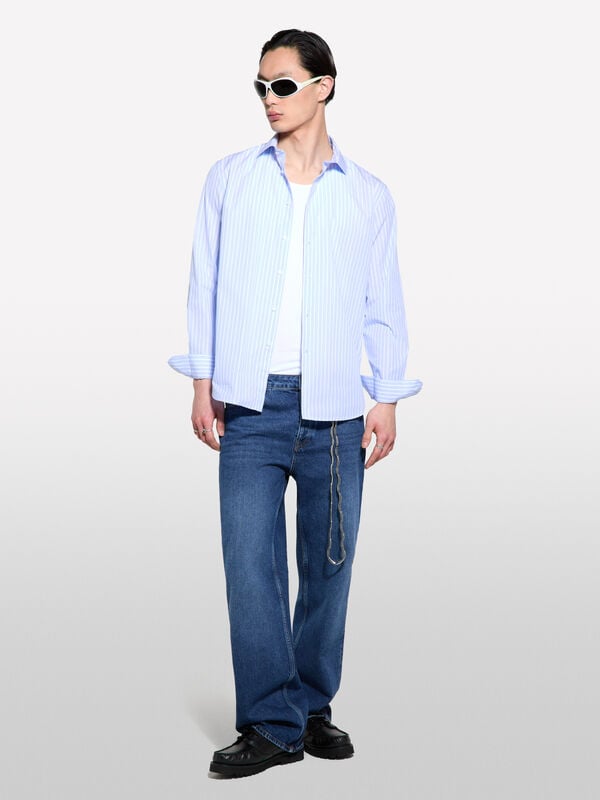 Camicia tinto filo azzurra Camicia tinto filo azzurra - camicie regular da uomo | Sisley