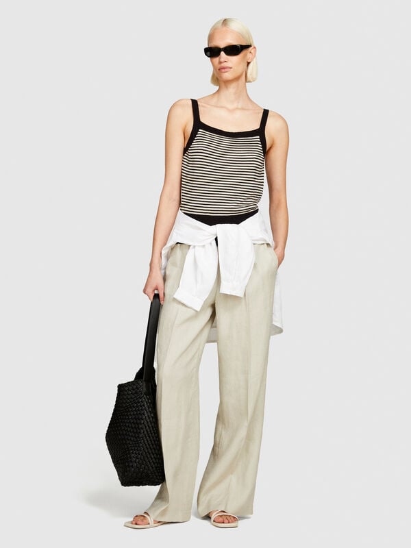 Pantaloni flare fit 100% lino - pantaloni flare da donna | Sisley