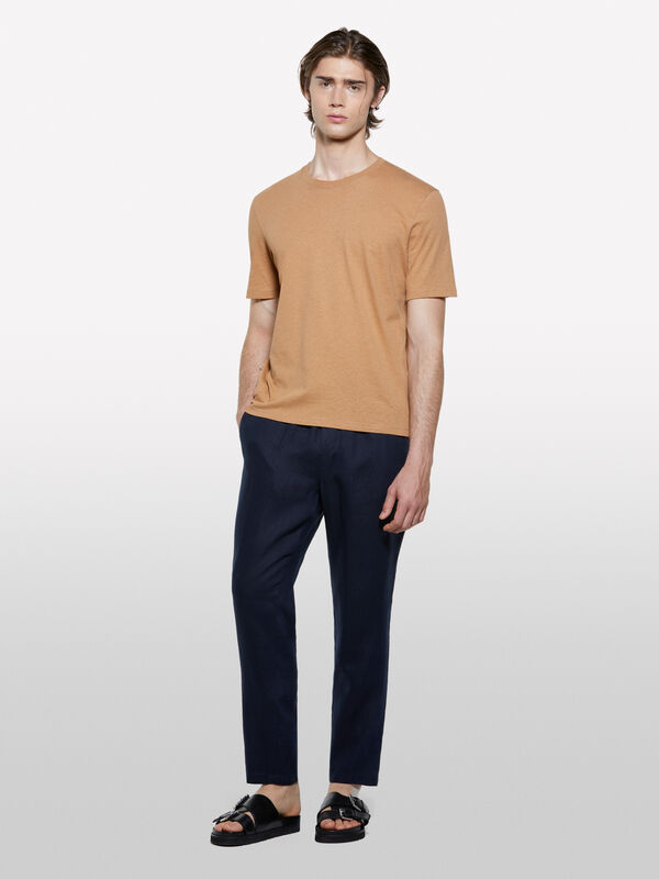 Joggers blu scuro 100% lino - pantaloni joggers da uomo | Sisley