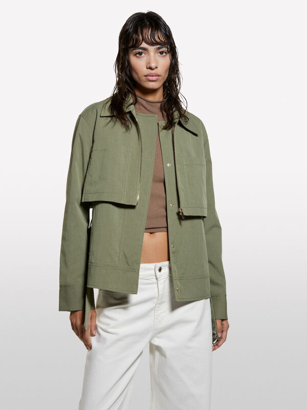 Parka peplum verde scuro - giacche e giubbotti da donna | Sisley