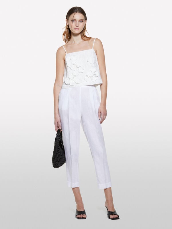 Joggers bianchi in 100% lino - pantaloni joggers da donna | Sisley