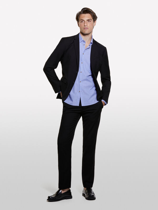 Camicia azzurra stampata 100% cotone bio - camicie slim fit da uomo | Sisley