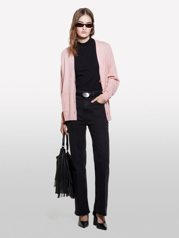 Cardigan rosa con spacchi - cardigan da donna | Sisley