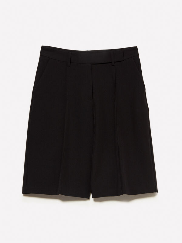 Bermuda neri relaxed fit - pantaloni shorts da donna | Sisley