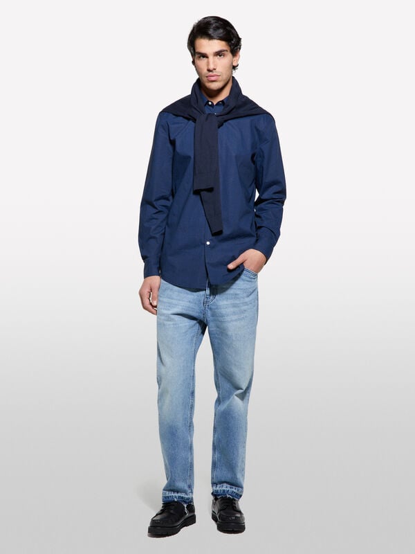 Camicia slim fit stampata blu Camicia slim fit stampata blu - camicie slim fit da uomo | Sisley