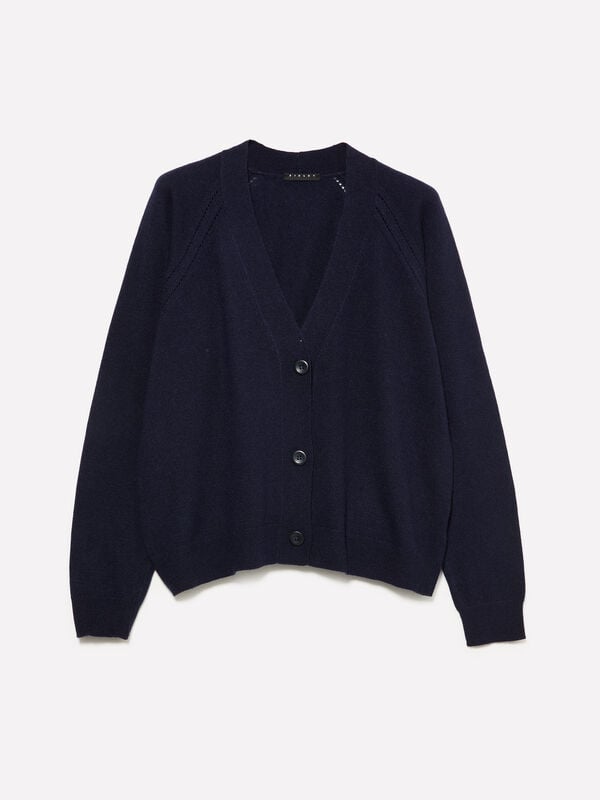 Cardigan over fit blu scuro Cardigan over fit blu scuro - cardigan da donna | Sisley