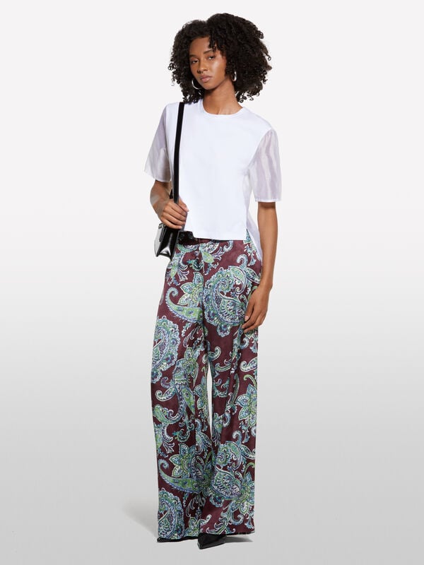 T-shirt bianca con trasparenza T-shirt bianca con trasparenza - t-shirt a manica corta da donna | Sisley