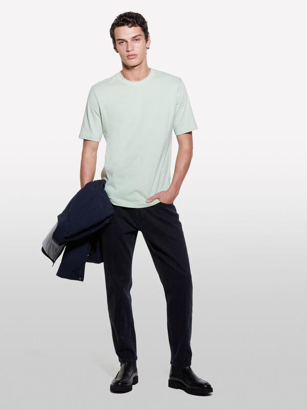 T-shirt verde chiaro 100% cotone bio - t-shirt a manica corta da uomo | Sisley