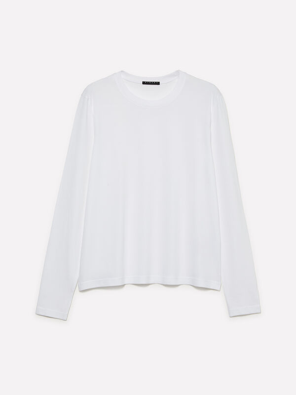 T-shirt bianca a maniche lunghe - t-shirt a manica lunga da donna | Sisley
