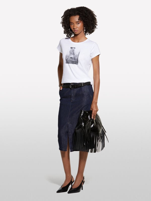 T-shirt bianca con stampa donna - t-shirt a manica corta da donna | Sisley