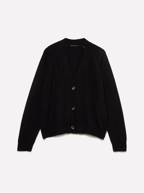 Cardigan over fit nero - cardigan da donna | Sisley