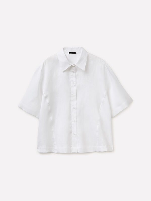 Camicia a manica corta 100% lino - camicie da donna | Sisley