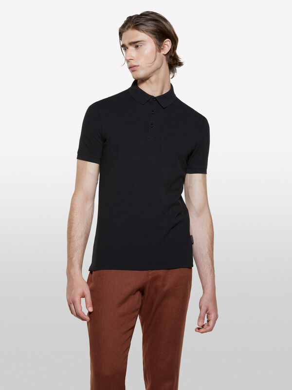 Polo nera 100% cotone - polo da uomo | Sisley