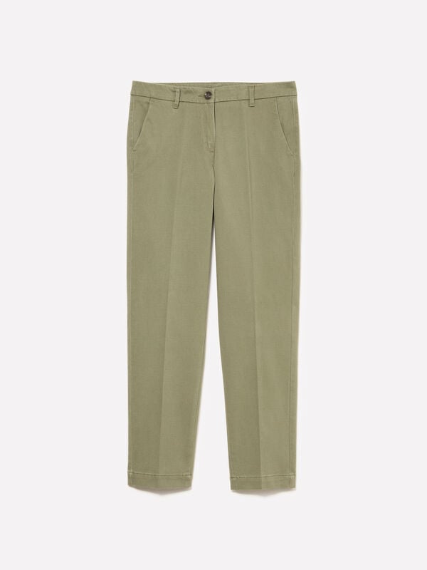Pantaloni chino verde scuro a sigaretta Pantaloni chino verde scuro a sigaretta - pantaloni skinny da donna | Sisley