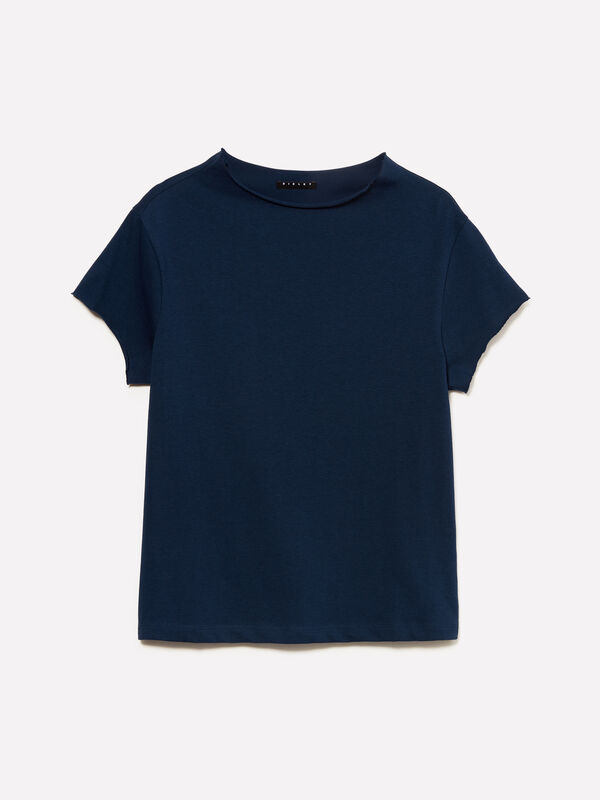 T-shirt blu scuro con collo halter T-shirt blu scuro con collo halter - t-shirt a manica corta da donna | Sisley