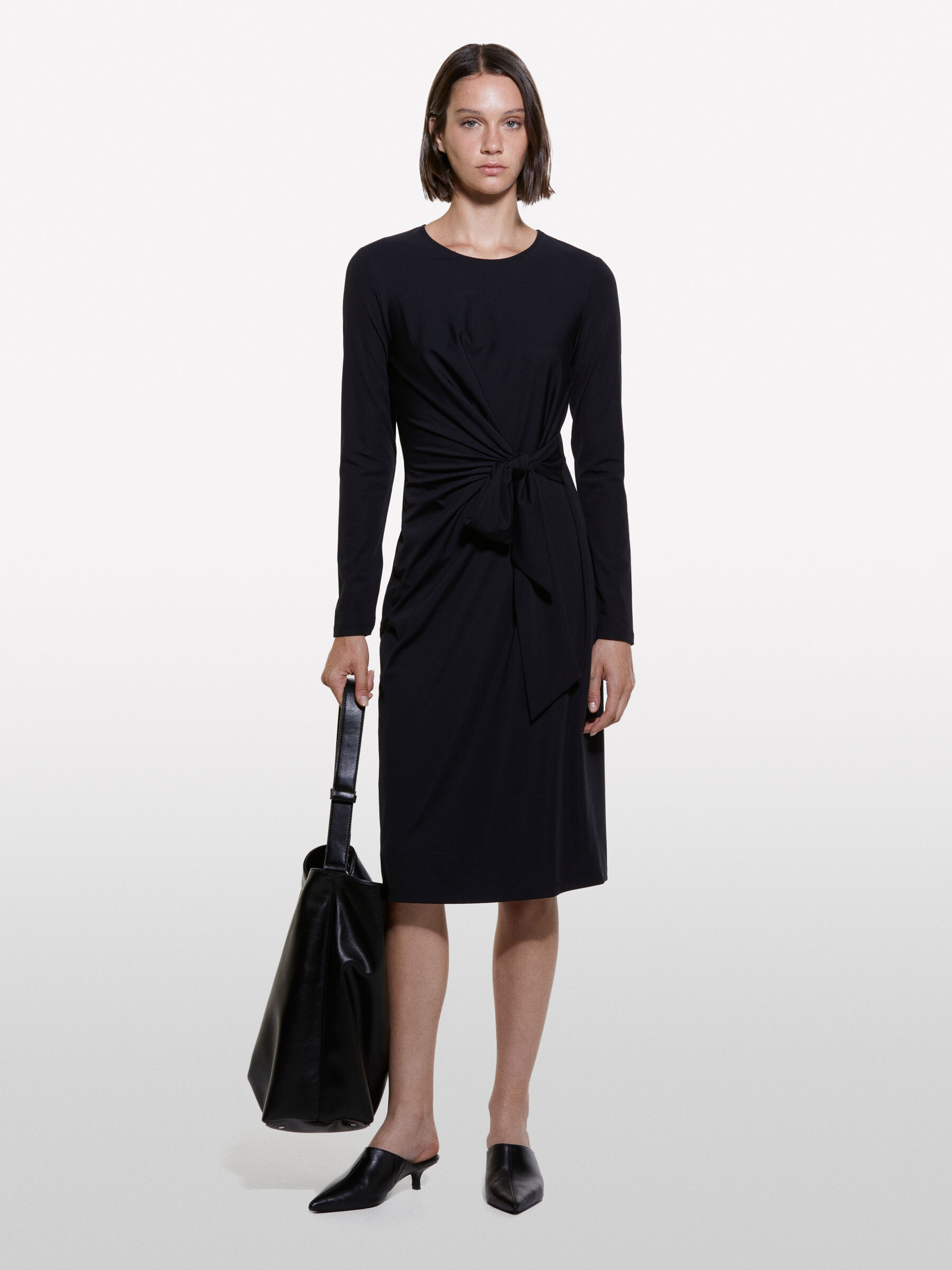 Vestito midi nero con nodo Nero Sisley