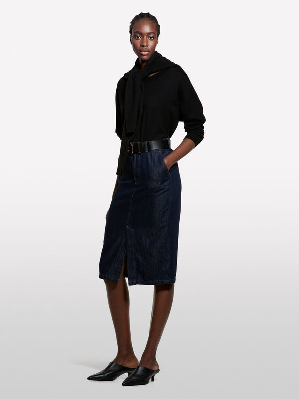 Maglia nera con scollo a barca - maglie scollo a barchetta da donna | Sisley