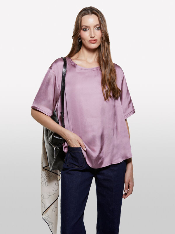 Blusa malva over fit in satin - bluse da donna | Sisley