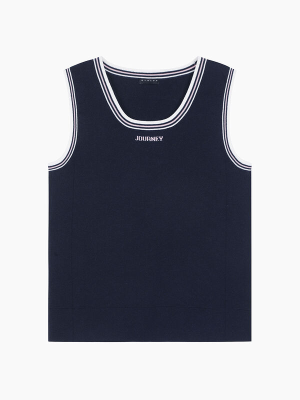Canotta in maglia blu scuro con scritta - sisley k top | Sisley K