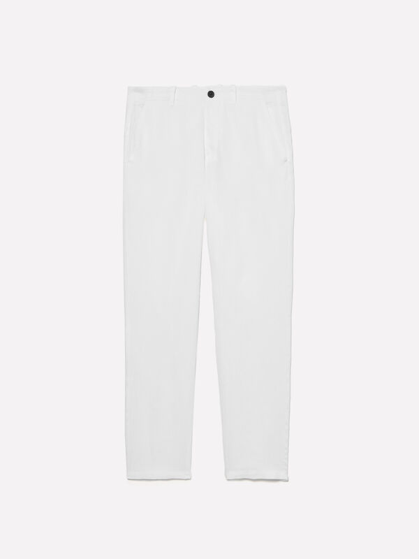 Pantaloni bianchi 100% lino Pantaloni bianchi 100% lino - pantaloni slim da uomo | Sisley