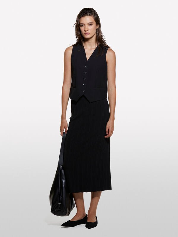 Gonna midi nera in maglia - gonne midi, longuette donna | Sisley