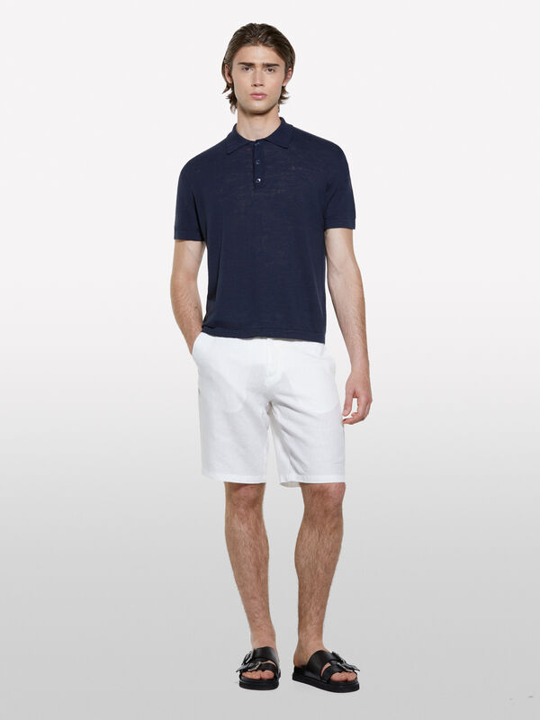 Bermuda bianco 100% lino - pantaloni shorts da uomo | Sisley