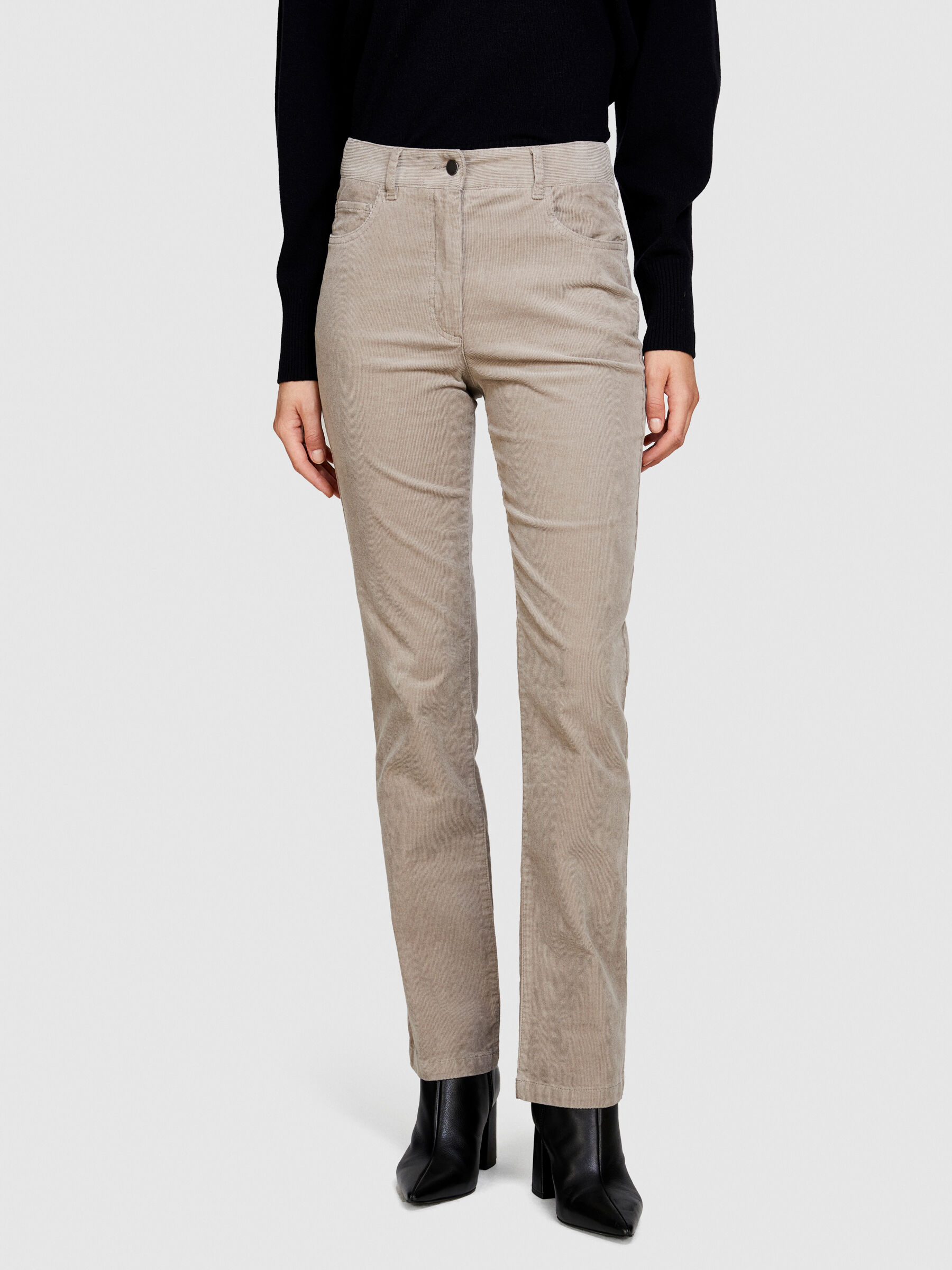 Pantaloni in velluto a costine Tortora Donna Sisley