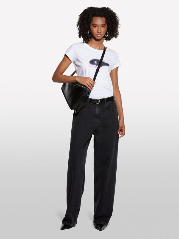 Jeans baggy fit nero - jeans larghi da donna | Sisley