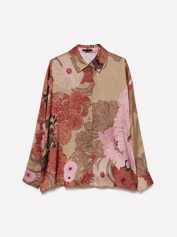 Camicia chiara in raso con stampa fantasia - camicie da donna | Sisley