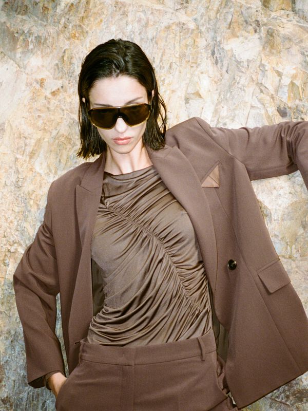Blazer doppiopetto marrone - blazer da donna | Sisley