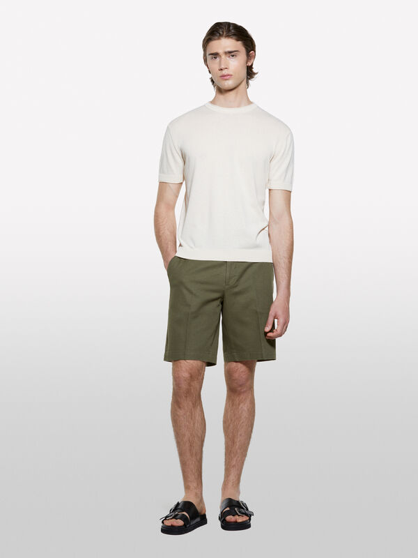 Bermuda regular fit verde militare - pantaloni shorts da uomo | Sisley