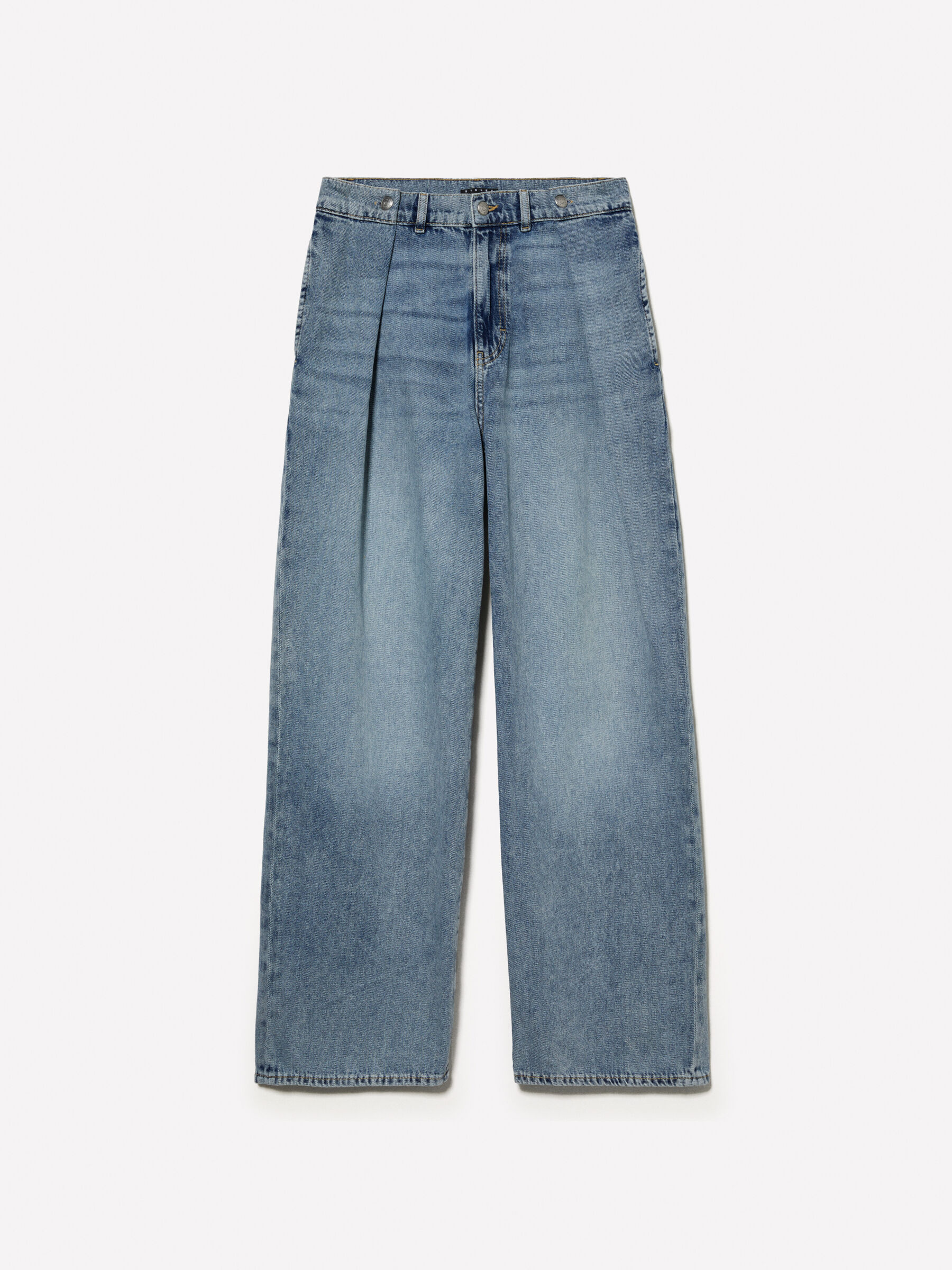Jeans blu wide leg con pieghe Blu Sisley
