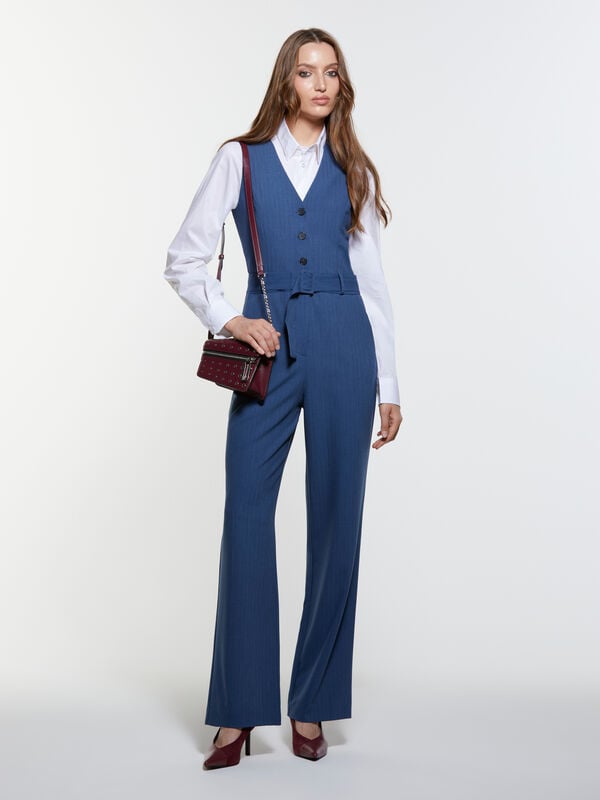 Tuta blu a palazzo - tute jumpsuit da donna | Sisley