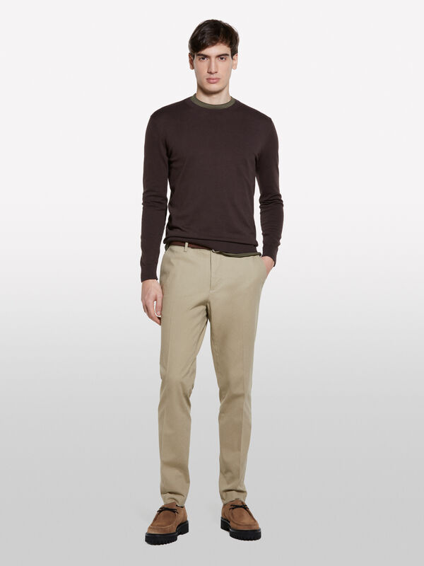 Maglia marrone scuro regular fit - maglie girocollo da uomo | Sisley