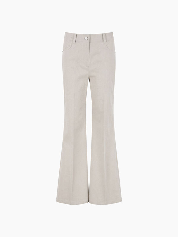 Pantaloni a zampa in denim color beige  - sisley k pantaloni palazzo | Sisley K