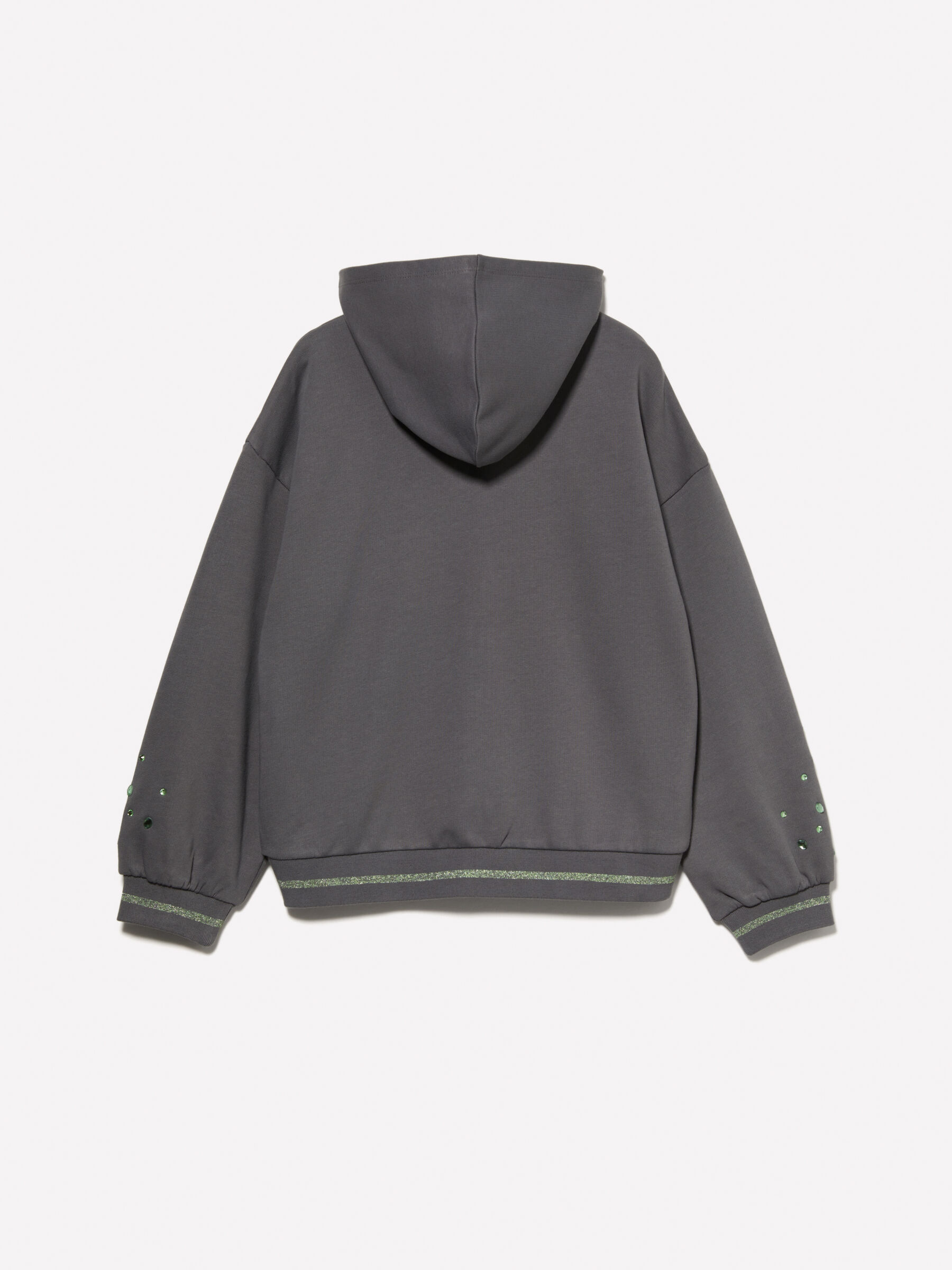 Felpa grigia over fit con strass Grigio Scuro Sisley