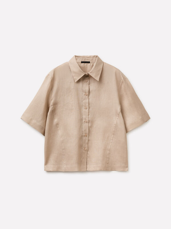 Camicia a manica corta 100% lino - camicie da donna | Sisley
