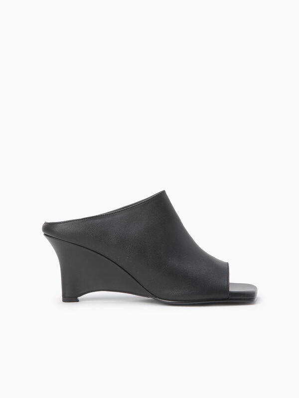 Mules nere 100% pelle con zeppa  - sisley k scarpe con tacco | Sisley K