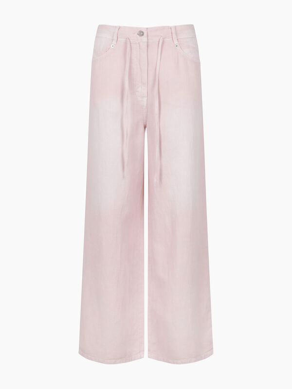 Pantaloni wide leg in denim color rosa - Palazzo | Sisley K