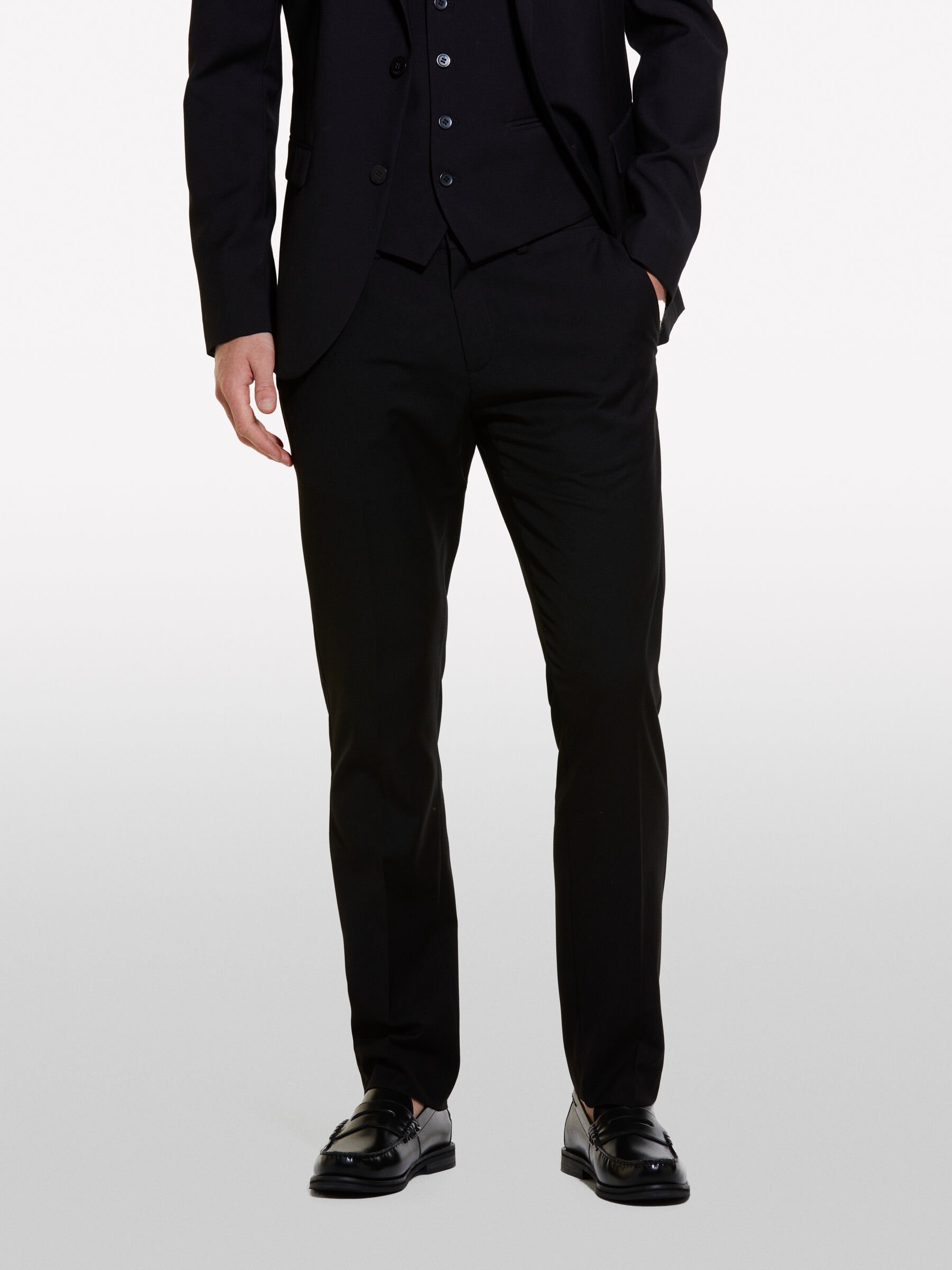Pantaloni formali neri slim fit Nero Sisley