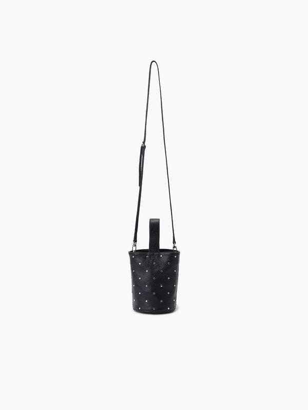 Borsa a secchiello nera in pelle con borchiette - sisley k borse a spalla e tracolla | Sisley K