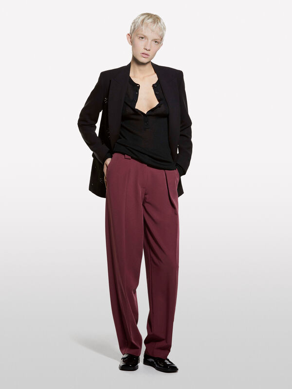 Maglia serafino nera - maglie girocollo da donna | Sisley