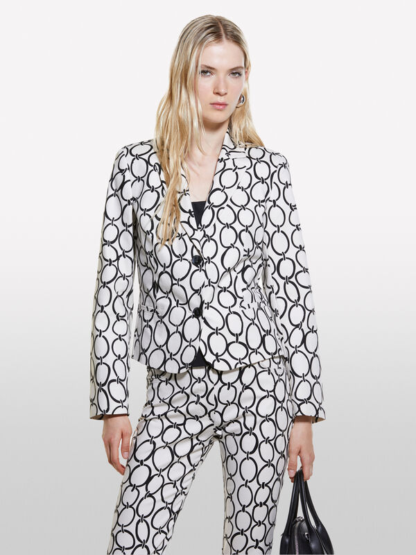 Blazer stampato in raso bianco panna - blazer da donna | Sisley