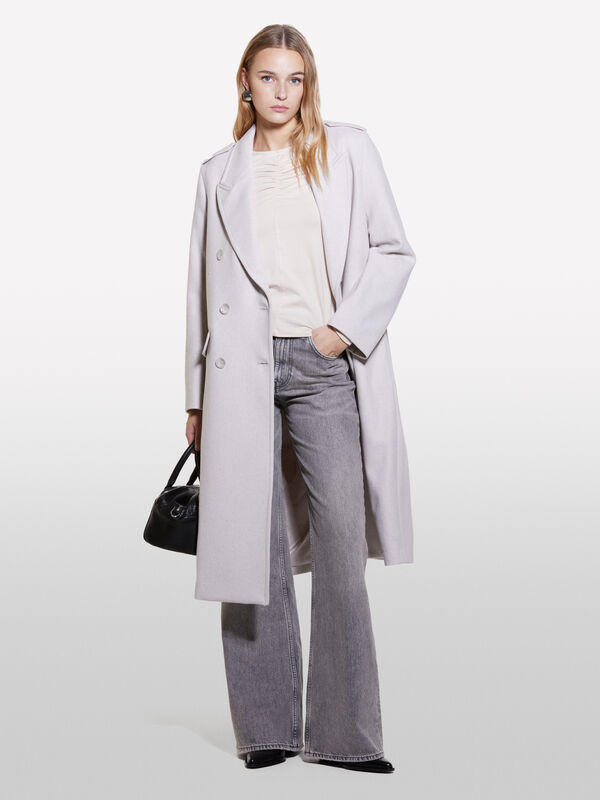 Cappotto lungo bianco panna - cappotti da donna | Sisley