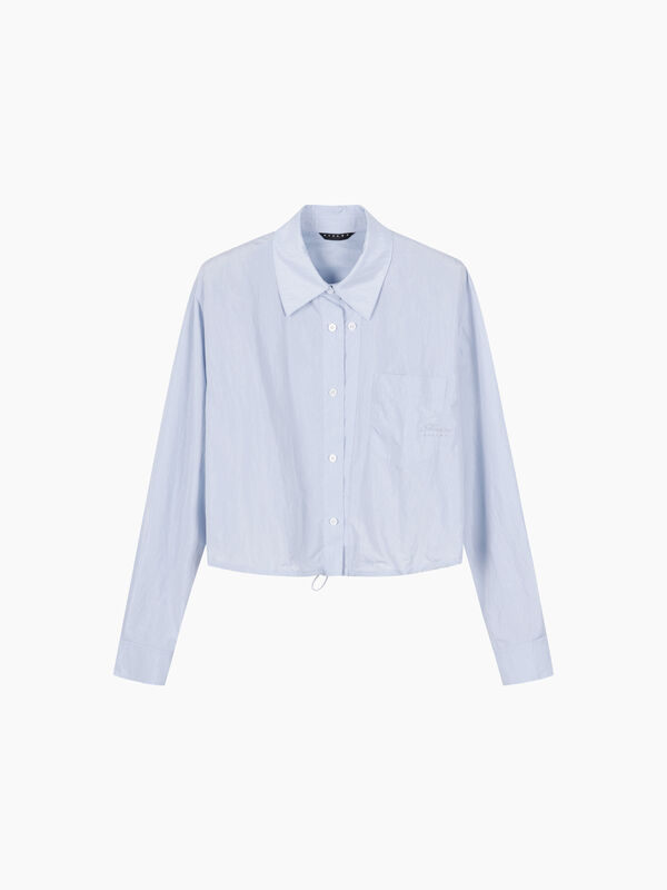Camicia cropped azzurra con coulisse - sisley k camicie | Sisley K