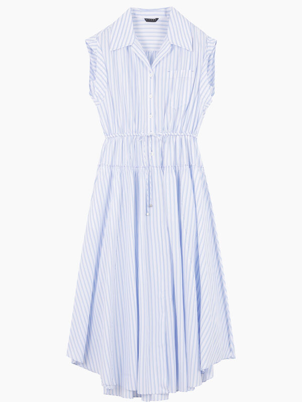 Vestito manicato bianco a righe - sisley k abiti midi | Sisley K