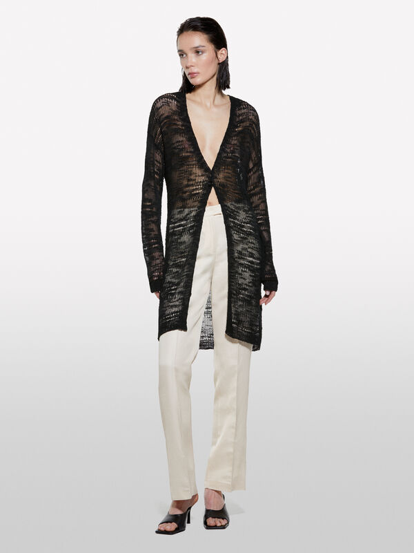 Cardigan lungo nero - cardigan da donna | Sisley