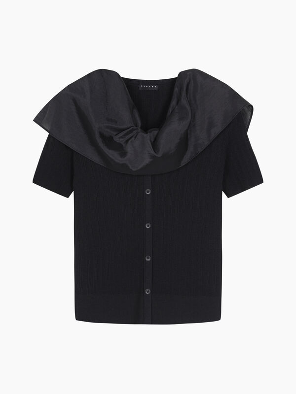 Maglia nera con scialle - sisley k maglie scollo a v | Sisley K