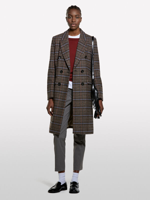 Cappotto lungo fantasia tartan - cappotti da donna | Sisley