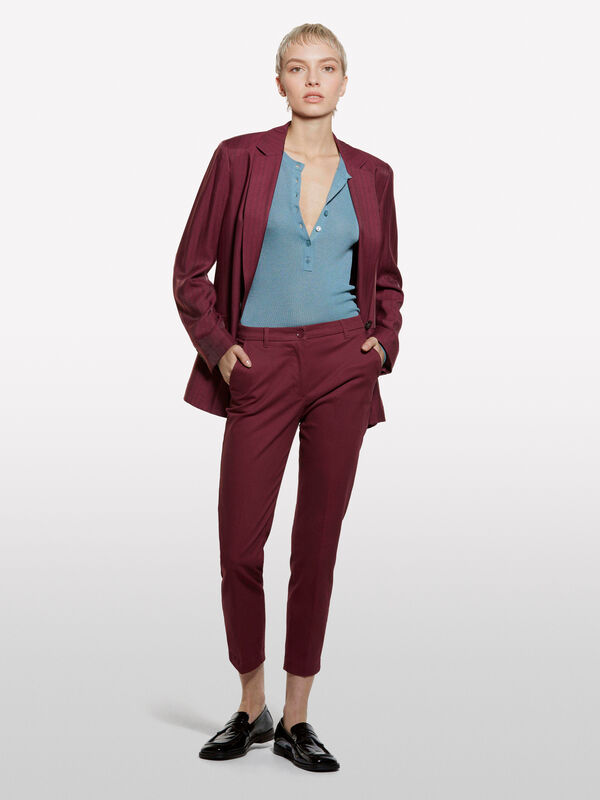 Maglia serafino blu polvere - maglie girocollo da donna | Sisley